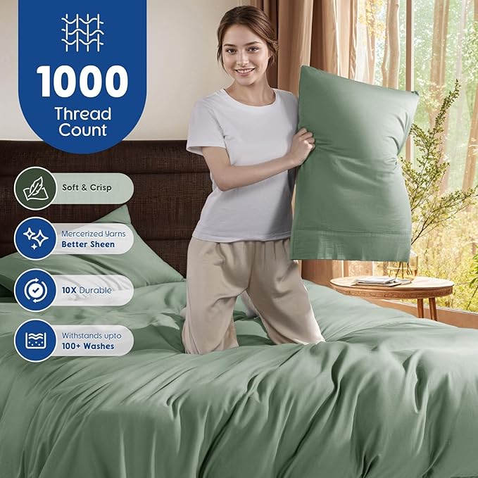 SONORO KATE 100% Egyptian Cotton Duvet Cover Queen Size, 1000 Thread Count - Image 3