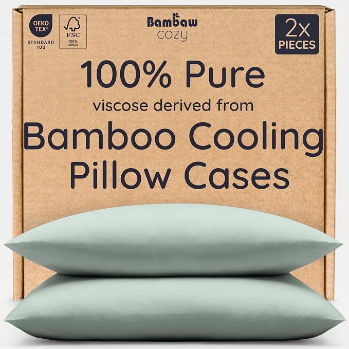 Bambaw 100% Viscose Derived from Bamboo Pillowcase Standard Size – Set of 2 by Bambaw