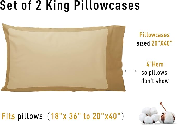 Sunflower King Pillowcases Set of 2, 100% Cotton King Size Pillow Cases 2 - Image 8
