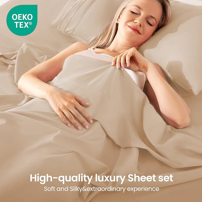 ROSE&RISY Khaki Twin Sheet Set, 3 Pieces Soft Bedding Twin Sheet Set, - Image 2