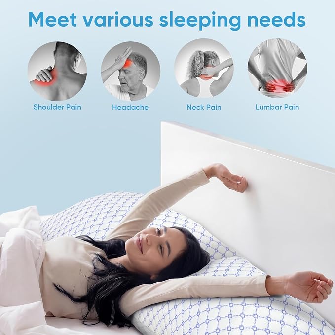 OAISZ Cooling Pillow King Size Set of 2, Shredded Memory Foam Bed Pillows - Image 3