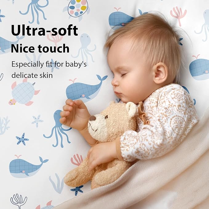 Baby Mini Crib Sheets Boy, Portable 38”x26” Pack and Play Sheets Fitted - Image 3