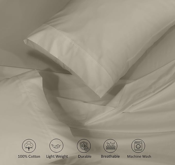 RUVANTI 100% Cotton Sheets – King Size Percale Bedding, Cooling & Breathable - Image 4