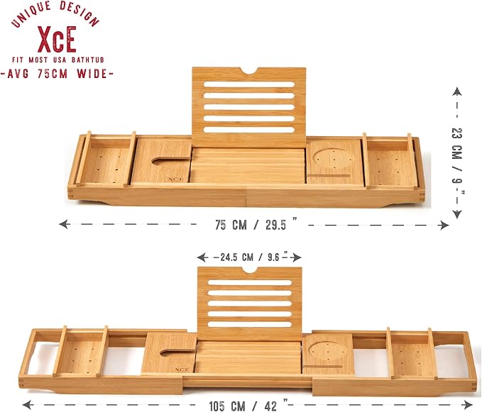 XcE Bamboo Bathtub Caddy Tray - Image 4