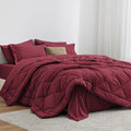 Love's cabin Twin XL Comforter Set Burgundy, 5 Pieces Twin XL Bed in a Bag by Lovescabin