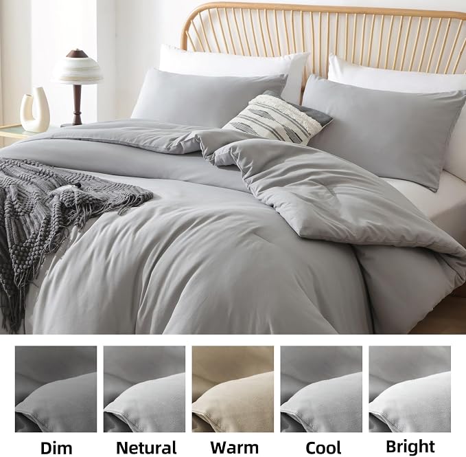 ROSGONIA Twin Comforter & Pillowcase Set, Lightweight Grey Bedding - Image 8