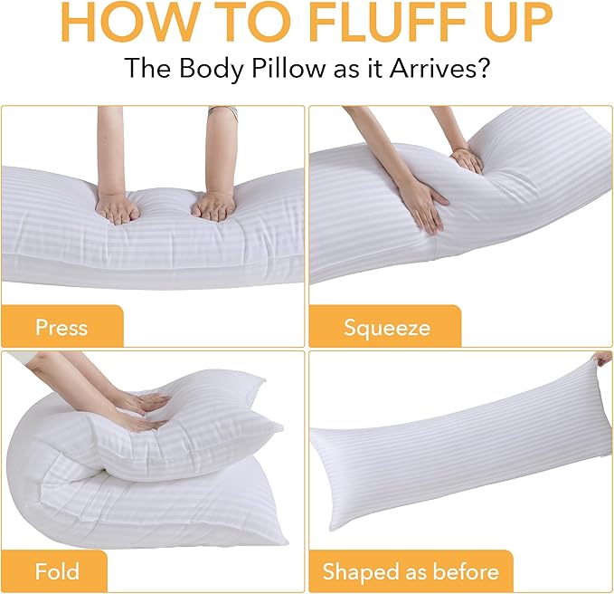 Oubonun Premium Striped Body Pillow, Breathable Cooling Cotton Cover, Soft and - Image 6