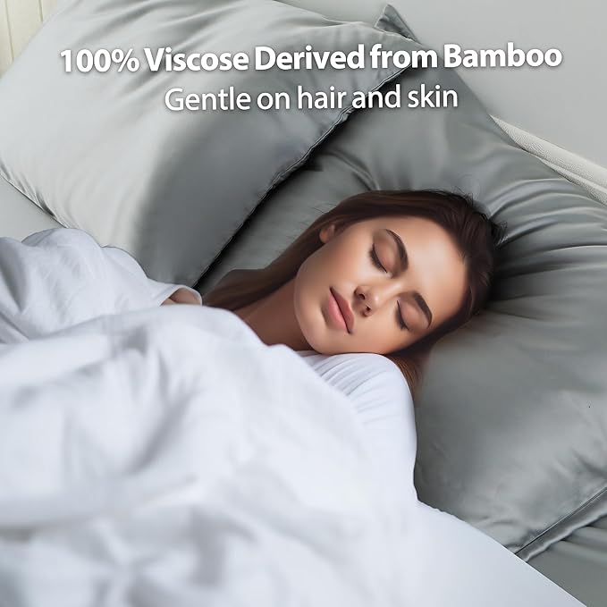 2 Pack Cooling Pillow Cases, Viscose Derived from Bamboo Pillow Protectors - Image 6