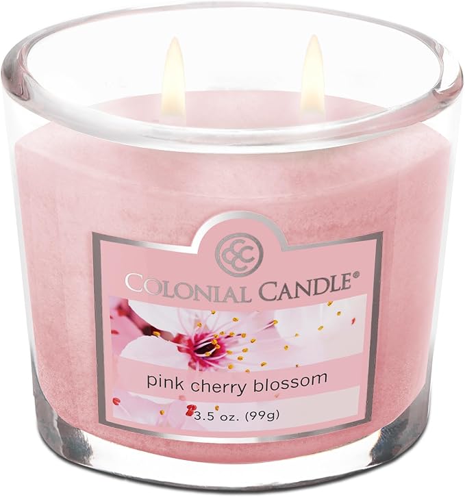 Colonial Candle Pink Cherry Blossom Scented Jar Candle, 2 Wick, 3.5 oz - Image 4