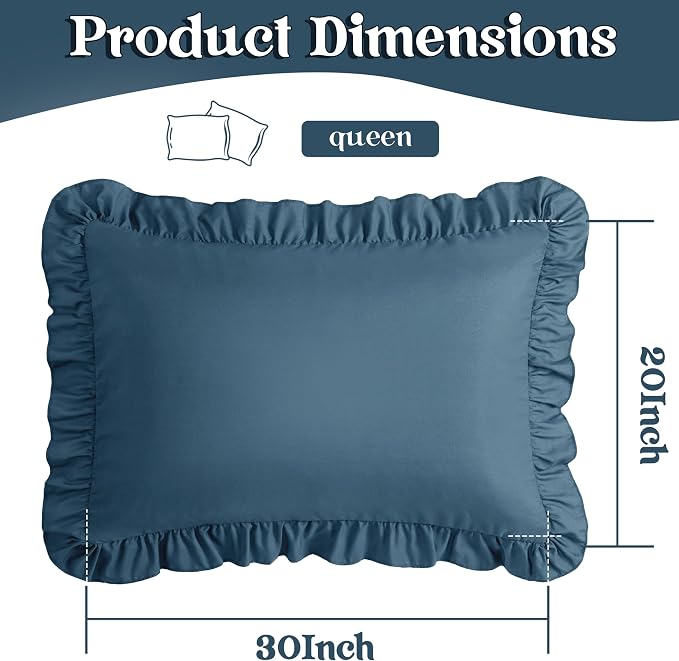 KKJIAF Ruffle Pillow Cases Queen Size Set of 2, Ruffled Pillow Covers - Image 3