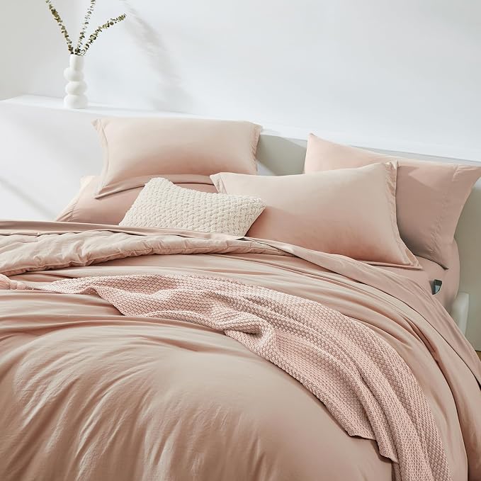 WRENSONGE Full Size Comforter Set- 7 Pieces Clay Pink Bed in a Bag Full Size - Image 4
