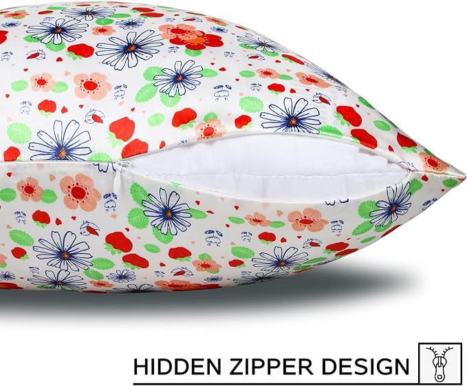MANSPHIL Red White Cute Flowers Silk Pillowcase Standard Size, 22 Momme 100% - Image 5