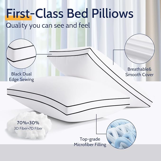 ROUMEA Pillows Standard Size Set of 2, Bed Pillows - Image 4