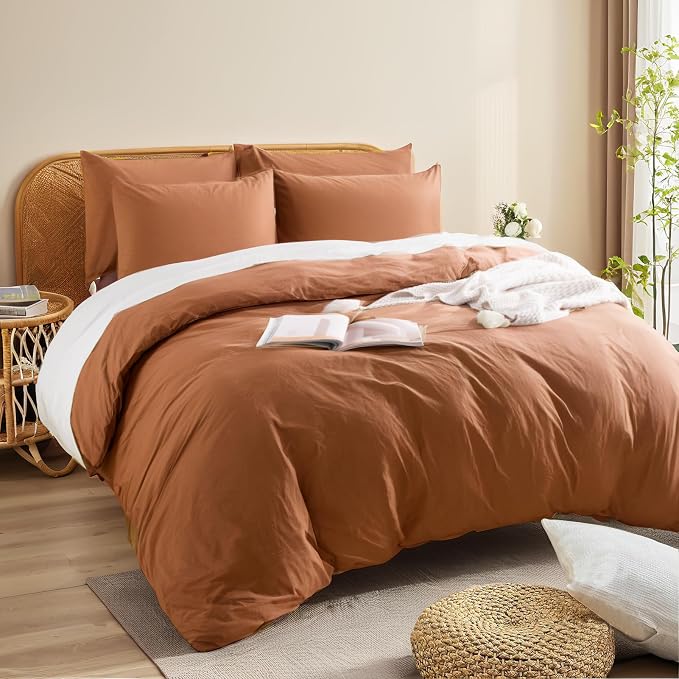 NEXHOME PRO Duvet Cover Set 100% Washed Cotton Oversized Queen 98"x98" - Image 4