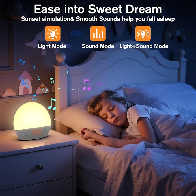 KEPLUG Wake Up Light Sunrise Alarm Clock, Digital Alarm Clocks Bedside Dimmable - Image 6