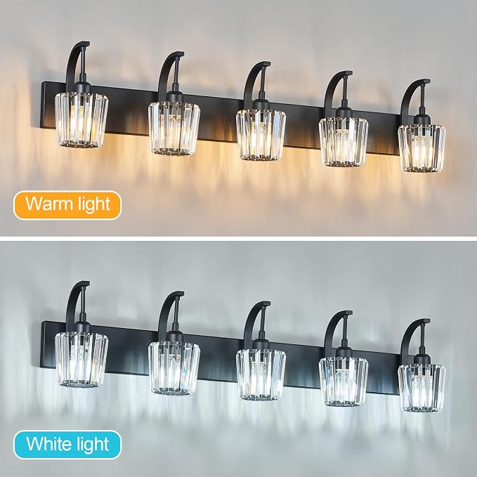Modern Bathroom Vanity Light, 5-Light Black Wall Sconce - Image 5
