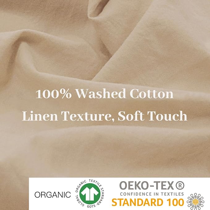 NEXHOME PRO Duvet Cover Set 100% Washed Cotton Oversized King 120"x98" Linen - Image 9