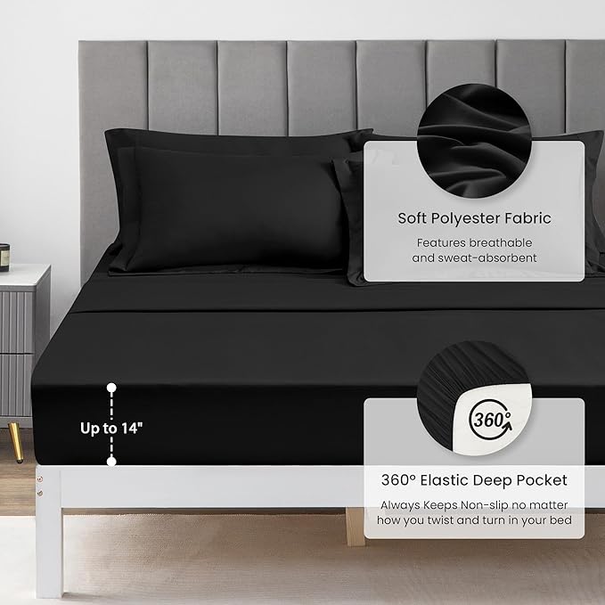 Love's cabin Oversized Queen Comforter Set Black, 7 Pieces Bed in a Bag - Image 6