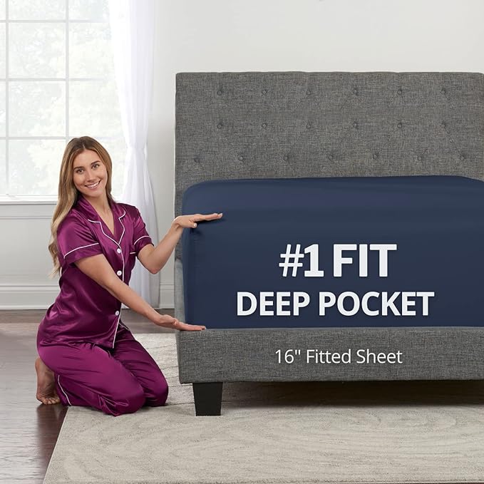 Full Fitted Sheet Only – REAL Extra Deep Pocket Full Size Fitted Sheet – Your by DeaLuxeBedding