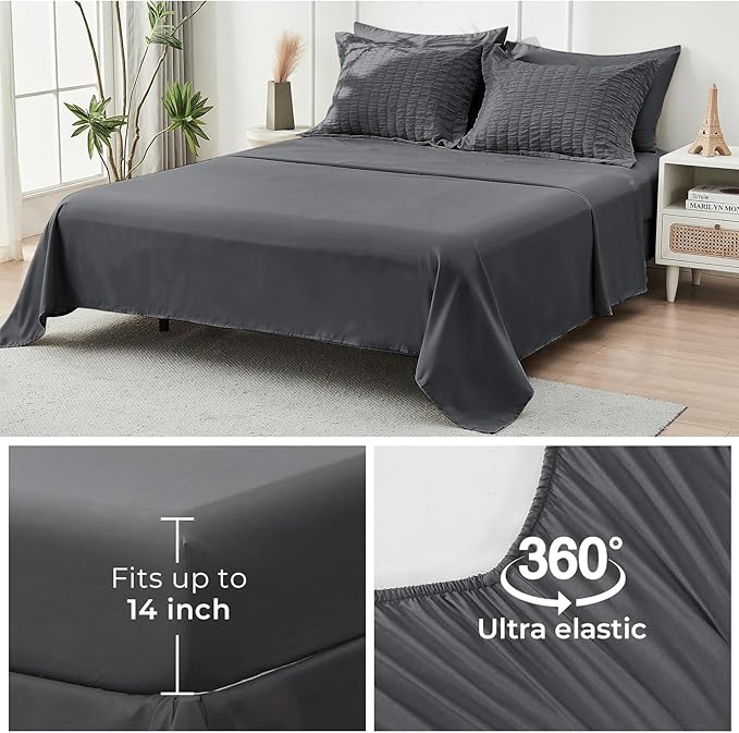 HYMOKEGE Twin Comforter Set Seersucker 5 Pieces, All Season Luxury Bed in a Bag - Image 6
