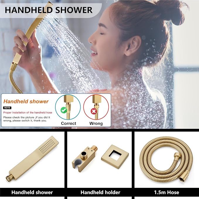 Midanya Shower System with Tub Spout, Bathtub Shower Faucet Set with Square - Image 7