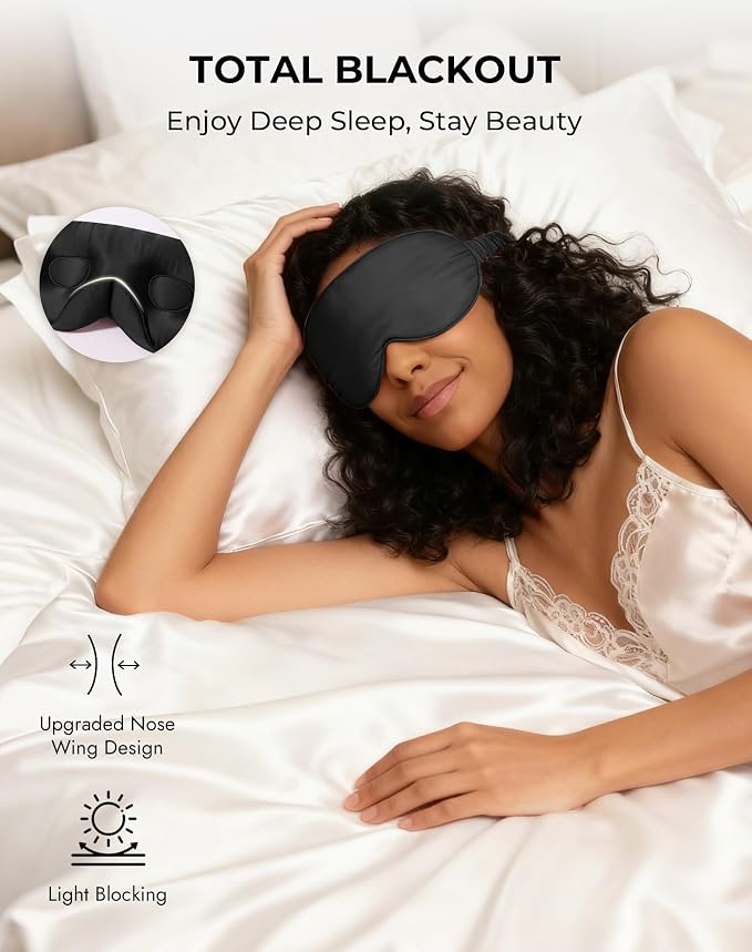 SilkSilky 100% 22 Momme Mulberry Silk Sleep Mask – Upgraded 3D Contoured Eye - Image 6