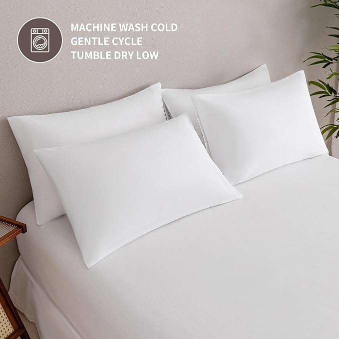 MINIPANDA White Pillow Cases Set of 4 Queen Size - Image 6