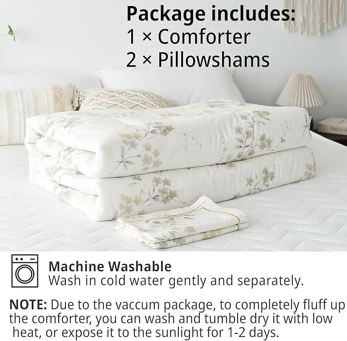 LEMIROE Floral Cotton Comforter Queen Size - Image 7