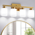 PARTPHONER 4-Light Brushed Gold Bathroom Light Fixtures, Modern Vanity Light by PARTPHONER