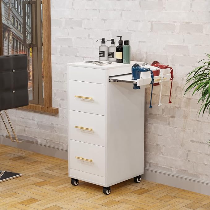 Salon Trolley Cart with Wheels, 3-Drawer Rolling Hair Styling Station, Mobile - Image 7