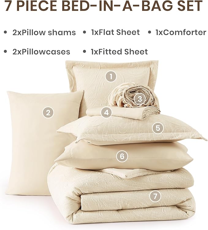 Monbix King Size Comforter Set, Birch Marble Pattern King Size Bed Set - Image 7