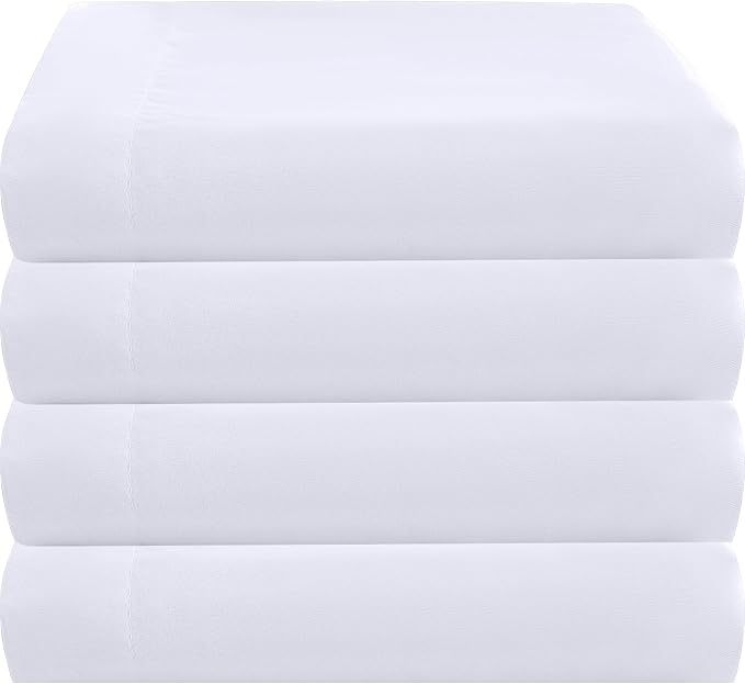 ZPECC Queen Flat Sheet Only 4 Pack, Durable White Top Bed Sheets Hypoallergenic by ZPECC-ABrandThatHasBeenFocusedOnBabyProductsFor18Years