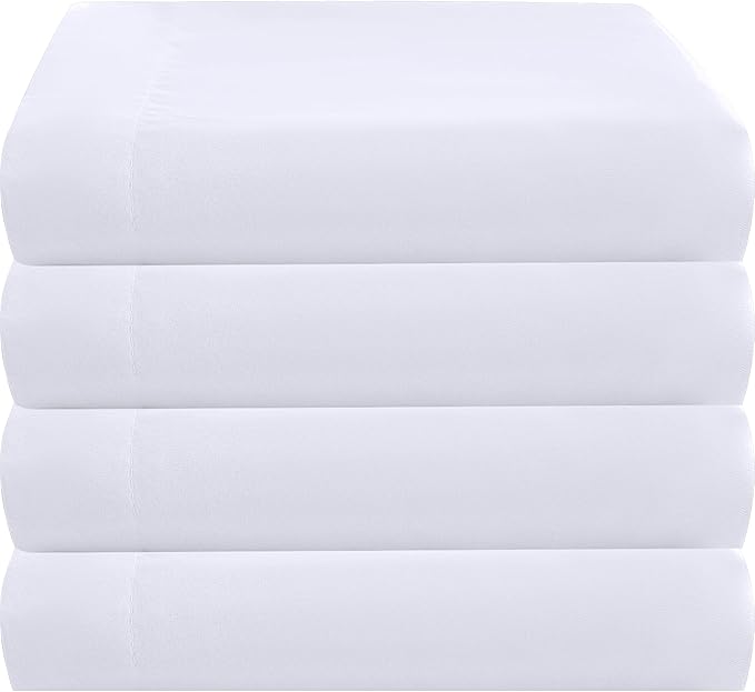 ZPECC King Flat Sheet Only 4 Pack, Durable White Top Bed Sheets Hypoallergenic by ZPECC-ABrandThatHasBeenFocusedOnBabyProductsFor18Years