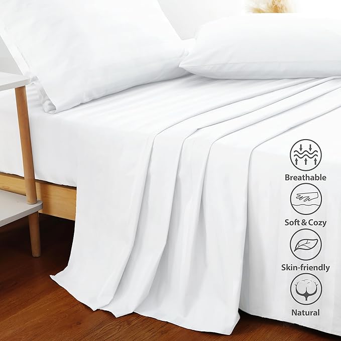Flat Sheet Only 2 Pack, King Size 400 Thread Count 100% Egyptian Cotton Flat - Image 3