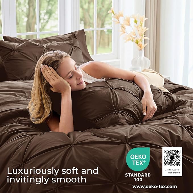 Sasttie King Size Comforter Set, 7-Piece Bed in a Bag, Pintuck Bedding Set - Image 3