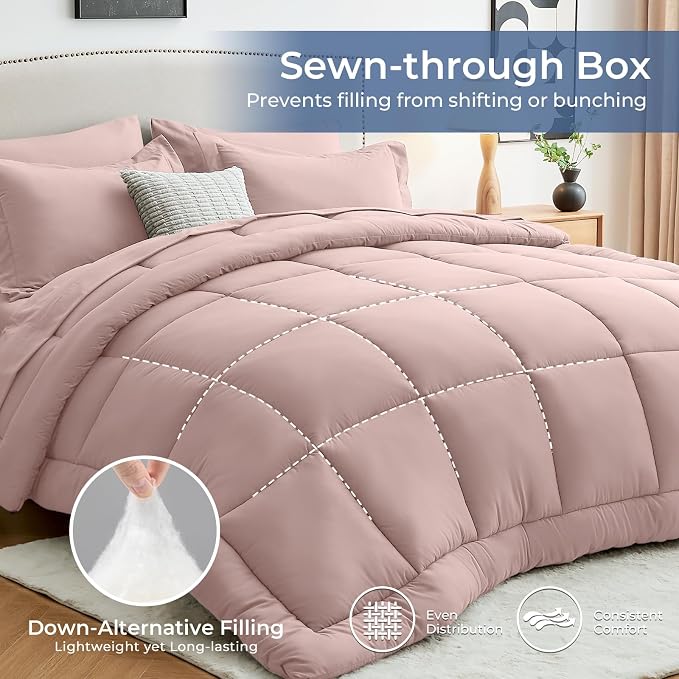 Sasttie King Size Comforter Set, 7 Pieces Bed in a Bag King, Complete Bedding - Image 3