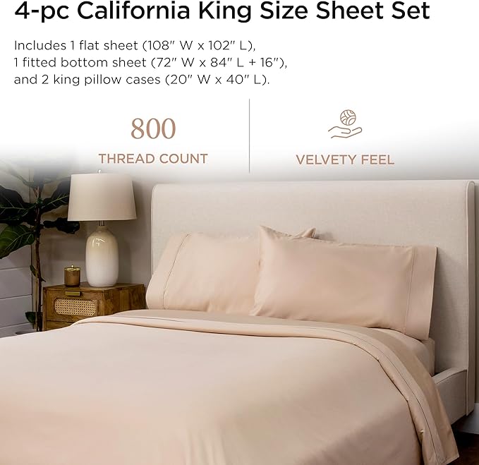 Threadmill Luxury 800 Thread Count California King 100% Cotton Sheets - Image 2
