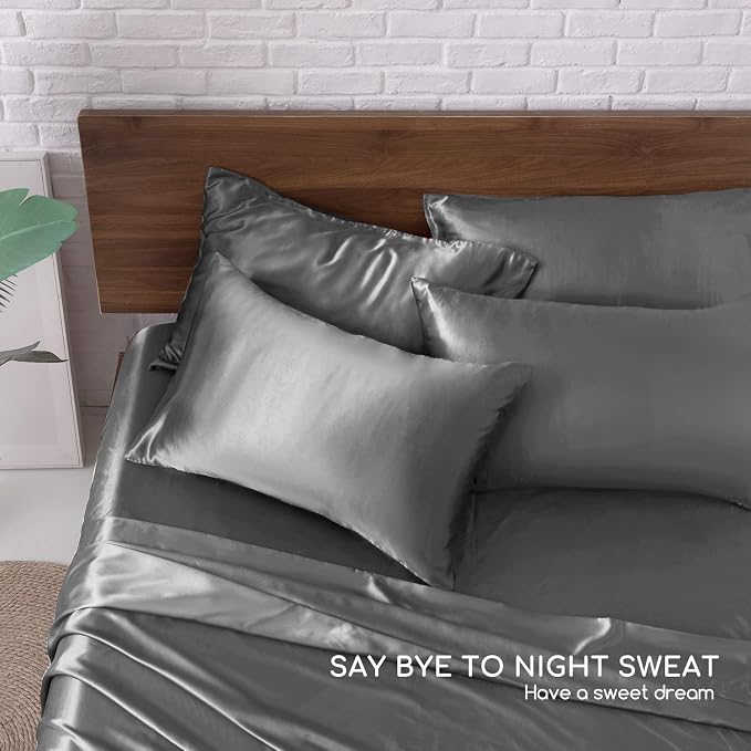 MR&HM Satin Bed Sheets, Full Size Sheets Set - Image 7
