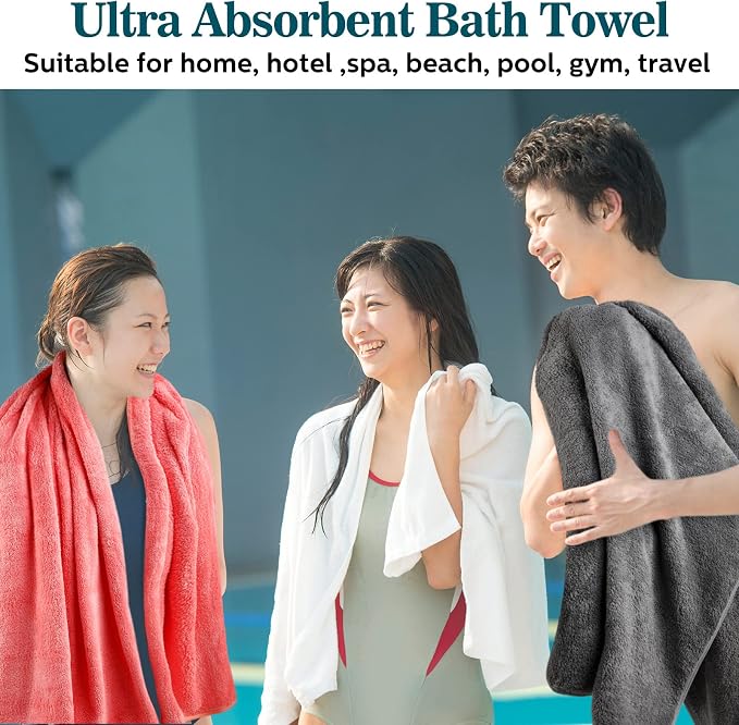 Mixweer 10 Pieces Bath Towel Set, Microfiber Coral Velvet Highly Absorbent - Image 6