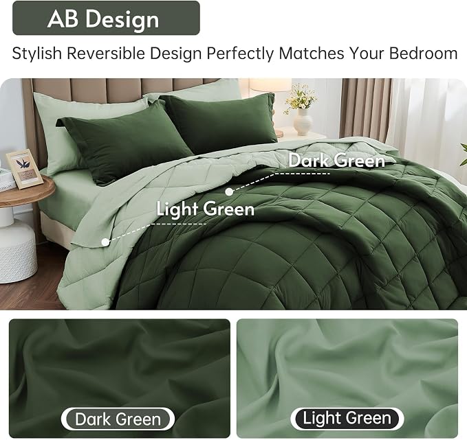 MUXHOMO 7 Pieces King Comforter Set, Reversible Bed in a Bag King Size - Image 3
