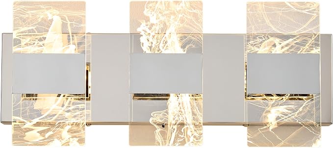 Modern LED Bathroom Light Fixtures Dimmable 3-Light Chrome Vanity Light - Image 9