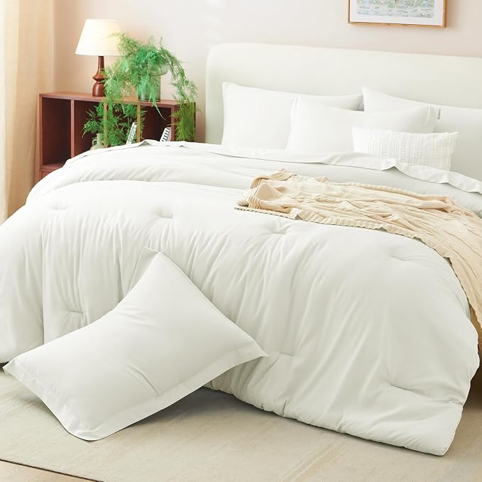 CozyLux King Size Comforter Set Ivory, 7 Pieces Bed in a Bag King Comforter Set - Image 7