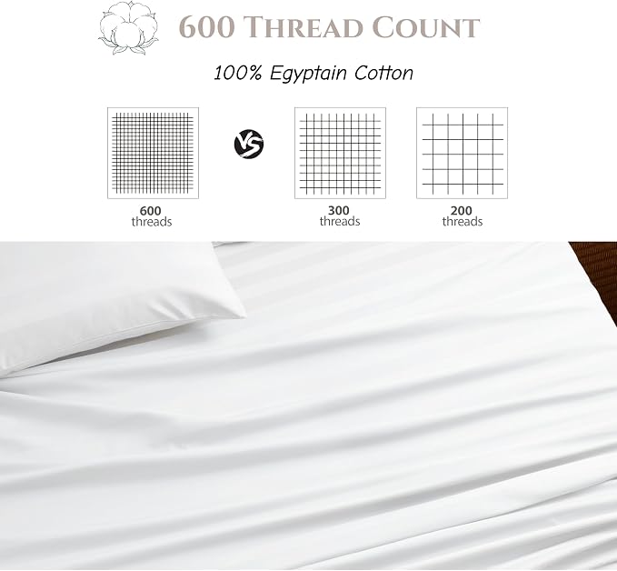 Cotton Flat Sheets Only, 600 TC 100% Cotton Flat Sheet Top Sheet Only, Full - Image 3