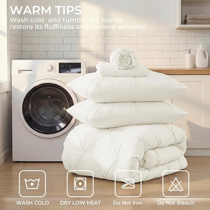 Sasttie Twin Comforter Set, 5-Piece Bed in a Bag, Pintuck Bedding Sets - Image 9