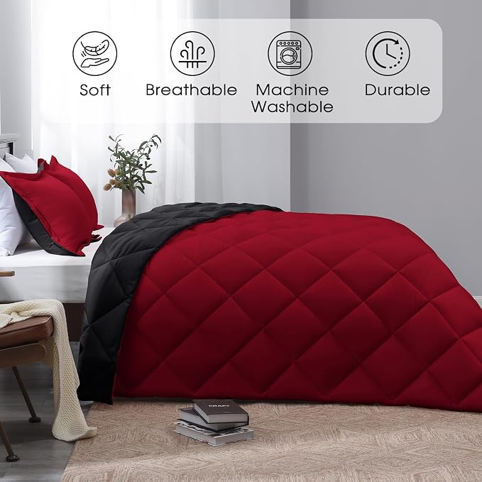 Basic Beyond Queen Comforter Set, Reversible Bed Comforter Queen Bed Set - Image 2
