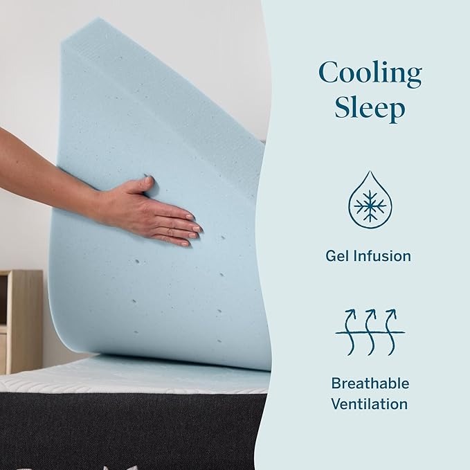 Lucid 3 Inch Memory Foam Mattress Topper, King Size – Cooling Gel Bed Topper – - Image 2