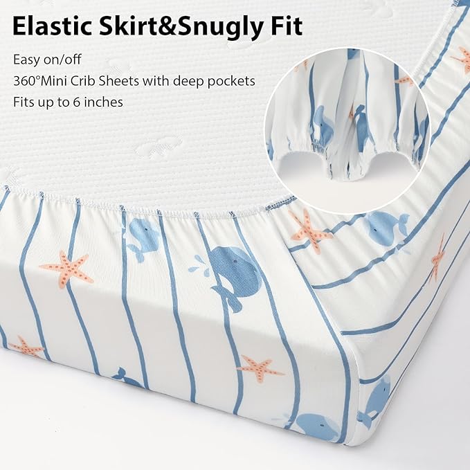 Baby Mini Crib Sheets Boy, Portable 38”x26” Pack and Play Sheets Fitted - Image 7