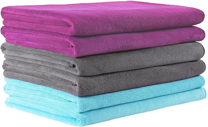 JML Microfiber Towels, Large Bath Towel Set 6 Pack, Fast Drying by JML