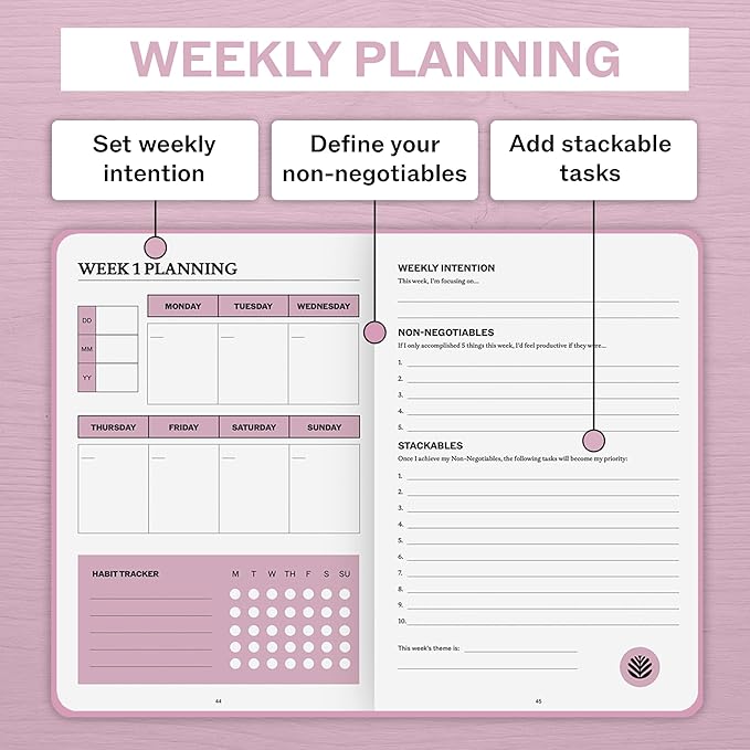 Undated Daily Planner | 90 Day Daily & Weekly Productivity Journal - Image 6