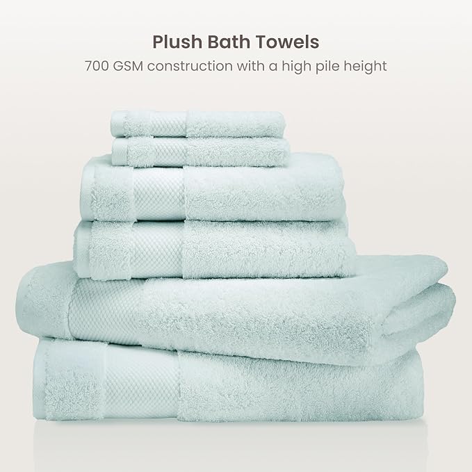 BIOWEAVES 100% Organic Cotton 700 GSM Plush 6-Piece Towel Set GOTS Certified - Image 2